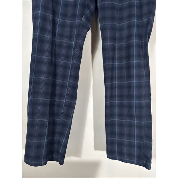 Penguin by Munsingwear Blue Plaid Chino Pants Straight Fit Stretch Mens 33x30 - Picture 2 of 14